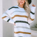  Cora Striped Popcorn Knit Sweater