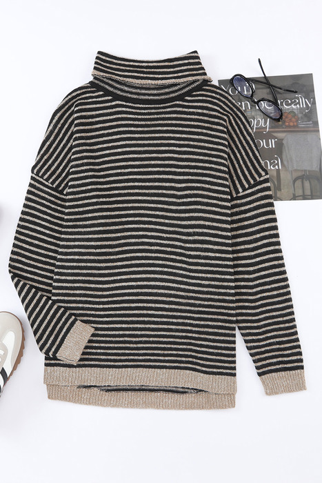 Alaia Striped Turtleneck Loose Sweater