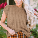  Laura Crew Neck Cable Knit Short Sleeve Sweater