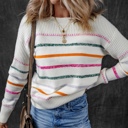  Sophia Striped Ribbed Trim Sweater