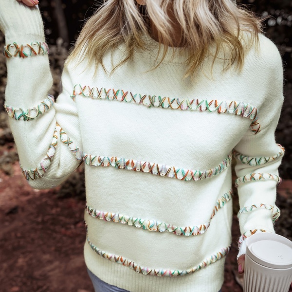 Braelyn Colorful Crossed Stitch Sweater