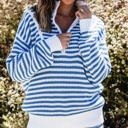  Quinn Stripe Zip Up Collar Sweater