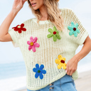  Malaysia Crochet Flower Hollow-out Sweater