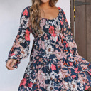  Tessa Floral Tiered Long Puff Sleeve Mini Dress