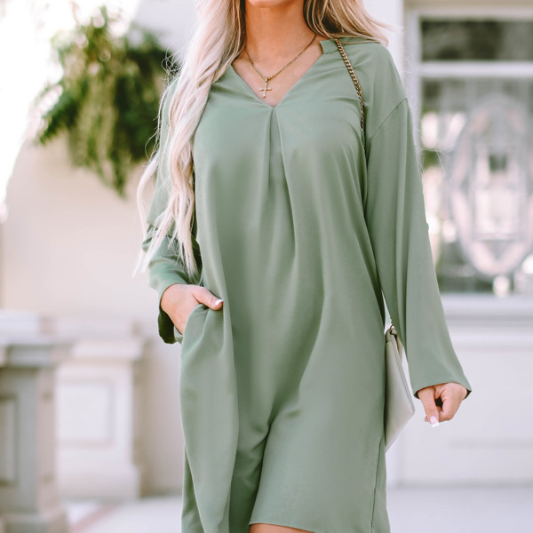 Mallory Roll-tab Sleeve Flowy Casual Dress