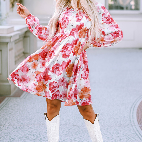 Camryn Floral Smocked Puff Sleeve Mini Dress