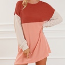  Eva Colorblock Corded Long Sleeve Mini Dress