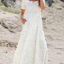  Robin Frilly Shirred Bodice Tiered Floral Maxi Dress