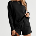  Adalyn Textured Long Sleeve Top and Drawstring Shorts Set