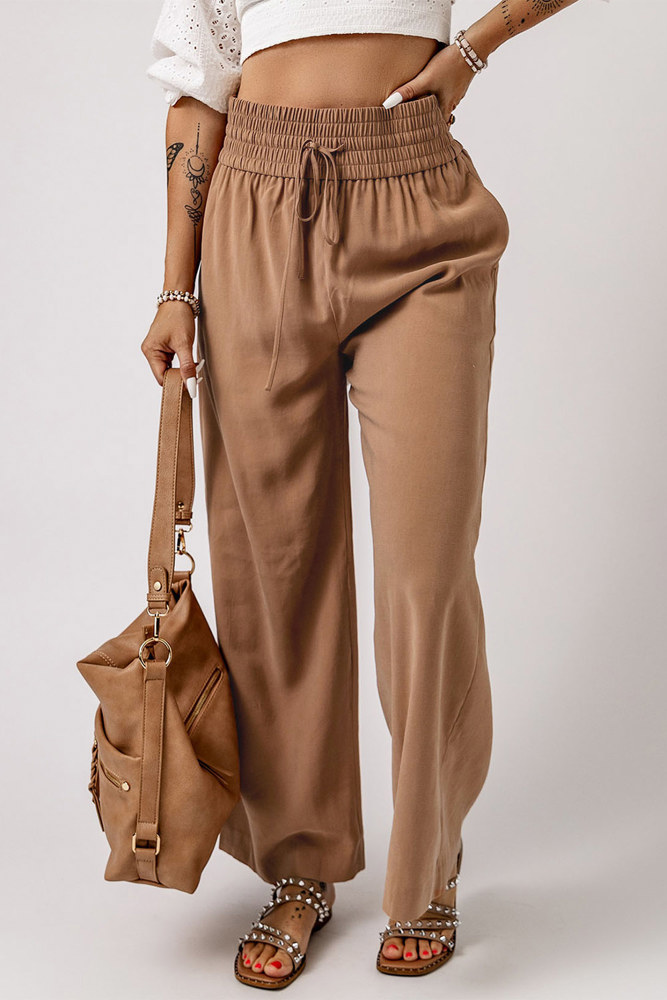 Kenzie Drawstring Elastic Waist Casual Wide Leg Pants