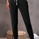 Black Medium River Drawstring Waist Pocketed Leggings