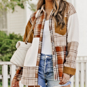  Sutton Plaid Color Block Patchwork Shirt Jacket with Pocket