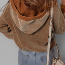  Abigail Kangaroo Drawstring Corduroy Hoodie