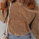  Abigail Kangaroo Drawstring Corduroy Hoodie