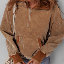  Abigail Kangaroo Drawstring Corduroy Hoodie