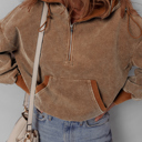  Abigail Kangaroo Drawstring Corduroy Hoodie