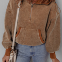  Abigail Kangaroo Drawstring Corduroy Hoodie