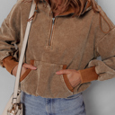  Abigail Kangaroo Drawstring Corduroy Hoodie