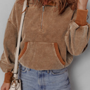 Chestnut Small Abigail Kangaroo Drawstring Corduroy Hoodie
