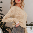  Abigail Lace Patchwork Sleeve Sweater