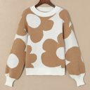 Khaki Medium Abigail Pattern Drop Shoulder Sweater
