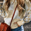 Light French Beige Large Abigail Print Drop Shoulder Sweater