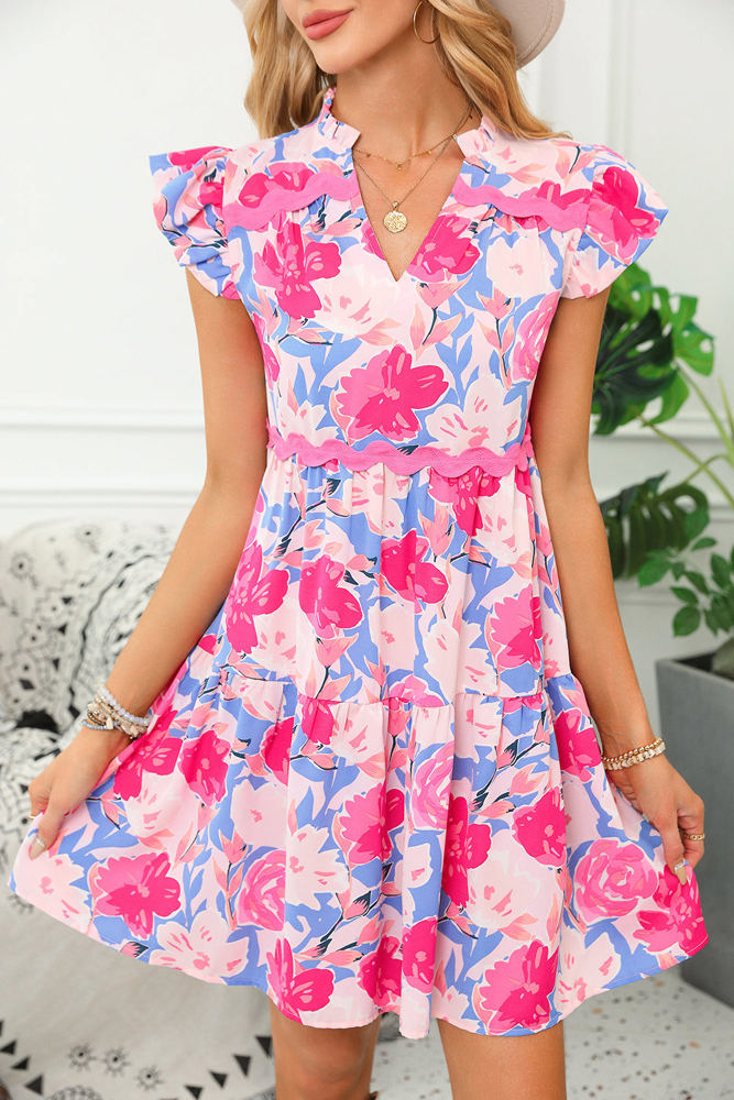 Abigail Ric Rac Flutter Sleeve Dress