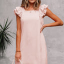  Abigail Textured Flutter Sleeve Bow Back Mini Dress
