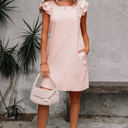  Abigail Textured Flutter Sleeve Bow Back Mini Dress