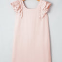  Abigail Textured Flutter Sleeve Bow Back Mini Dress