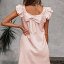 Light Pink XL Abigail Textured Flutter Sleeve Bow Back Mini Dress