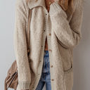 Beige Large Ada Button Up Pocket Cardigan