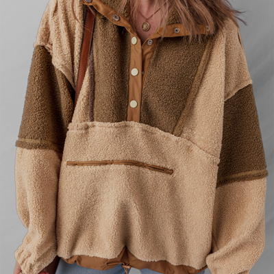Adaline Patchwork Half Sherpa Sweatshirt