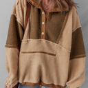 Straw Yellow Large Adaline Patchwork Half Sherpa Sweatshirt