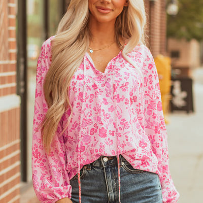 Adalyn Floral Puff Sleeve Lightweight Blouse
