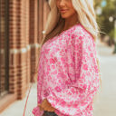  Adalyn Floral Puff Sleeve Lightweight Blouse
