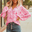  Adalyn Floral Puff Sleeve Lightweight Blouse