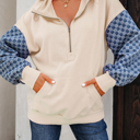 Parchment Medium Adalynn Kangaroo Half Zipper Hoodie