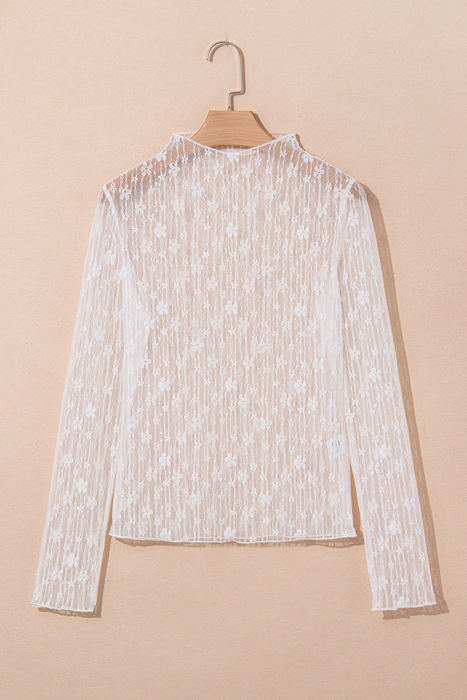 Adalynn Sheer Floral Lace Long Sleeve Top