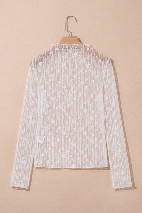 Adalynn Sheer Floral Lace Long Sleeve Top
