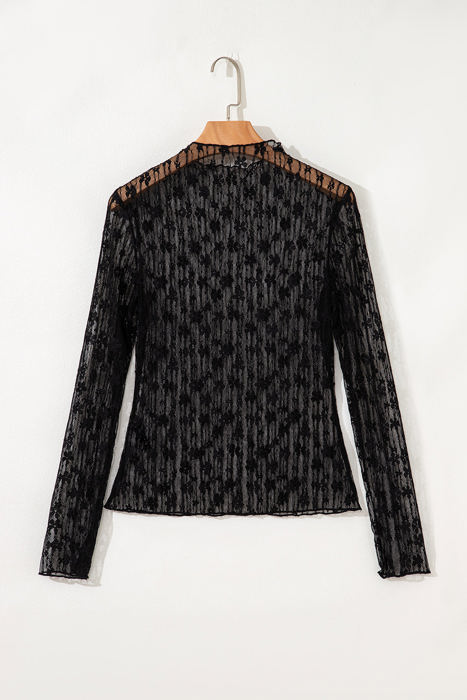 Adalynn Sheer Floral Lace Long Sleeve Top