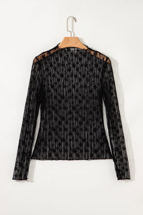 Adalynn Sheer Floral Lace Long Sleeve Top
