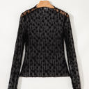 Black XL Adalynn Sheer Floral Lace Long Sleeve Top