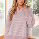 Purple Stripe XL Addilyn Shoulder Loose Fit Hoodie