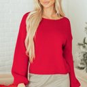 Addison Backless Bubble Sleeve Sweater