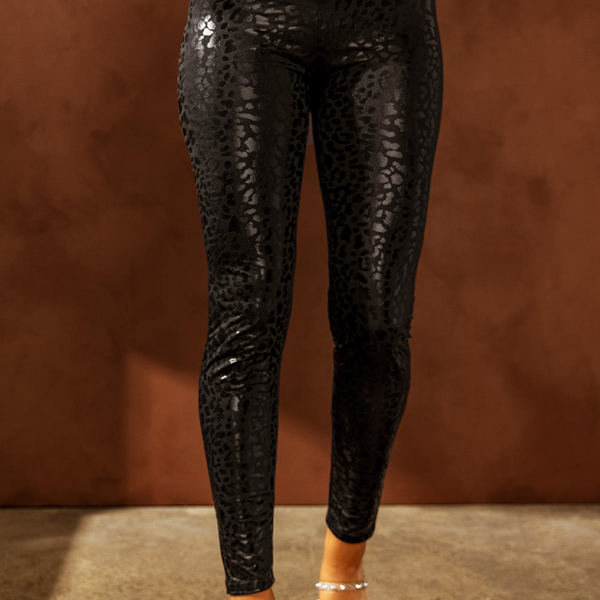 Adelaide Shiny Leopard Textured Leggings