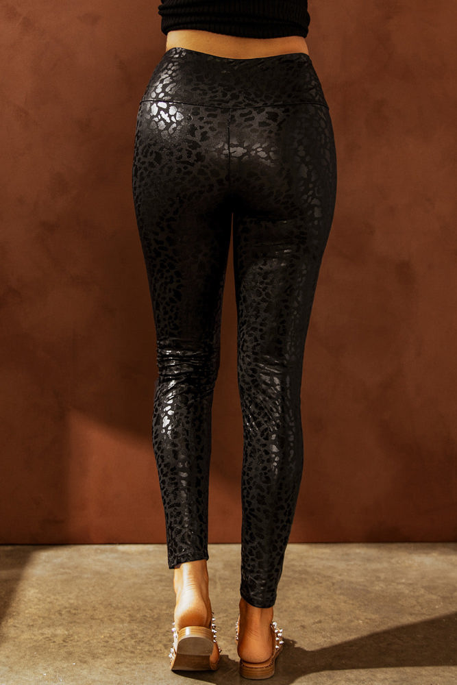 Adelaide Shiny Leopard Textured Leggings