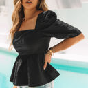  Adelina Square Neck Puff Sleeve Blouse