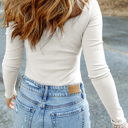  Adelyn Ribbed Knit High Long Sleeve Top