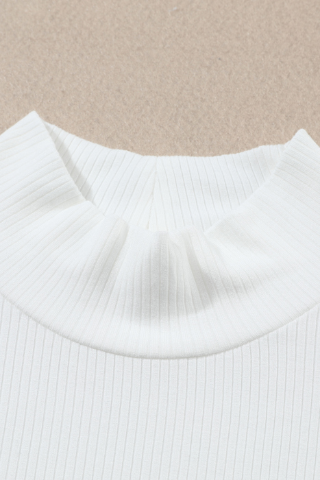 Adelyn Ribbed Knit High Long Sleeve Top